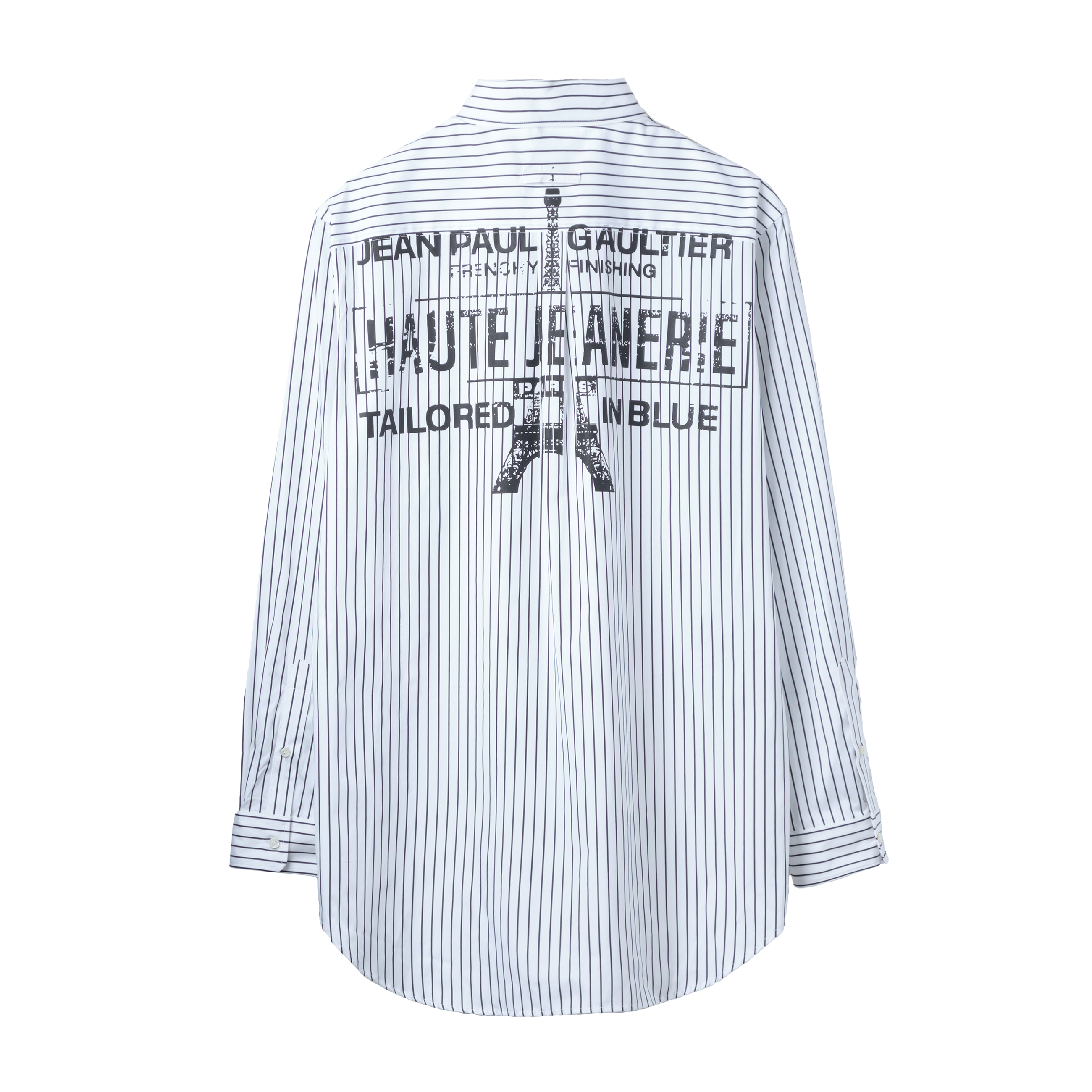 Jean Paul Gaultier Stripped Popeline Shirt With "Haute Jeannerie" Logo Detail White 7729