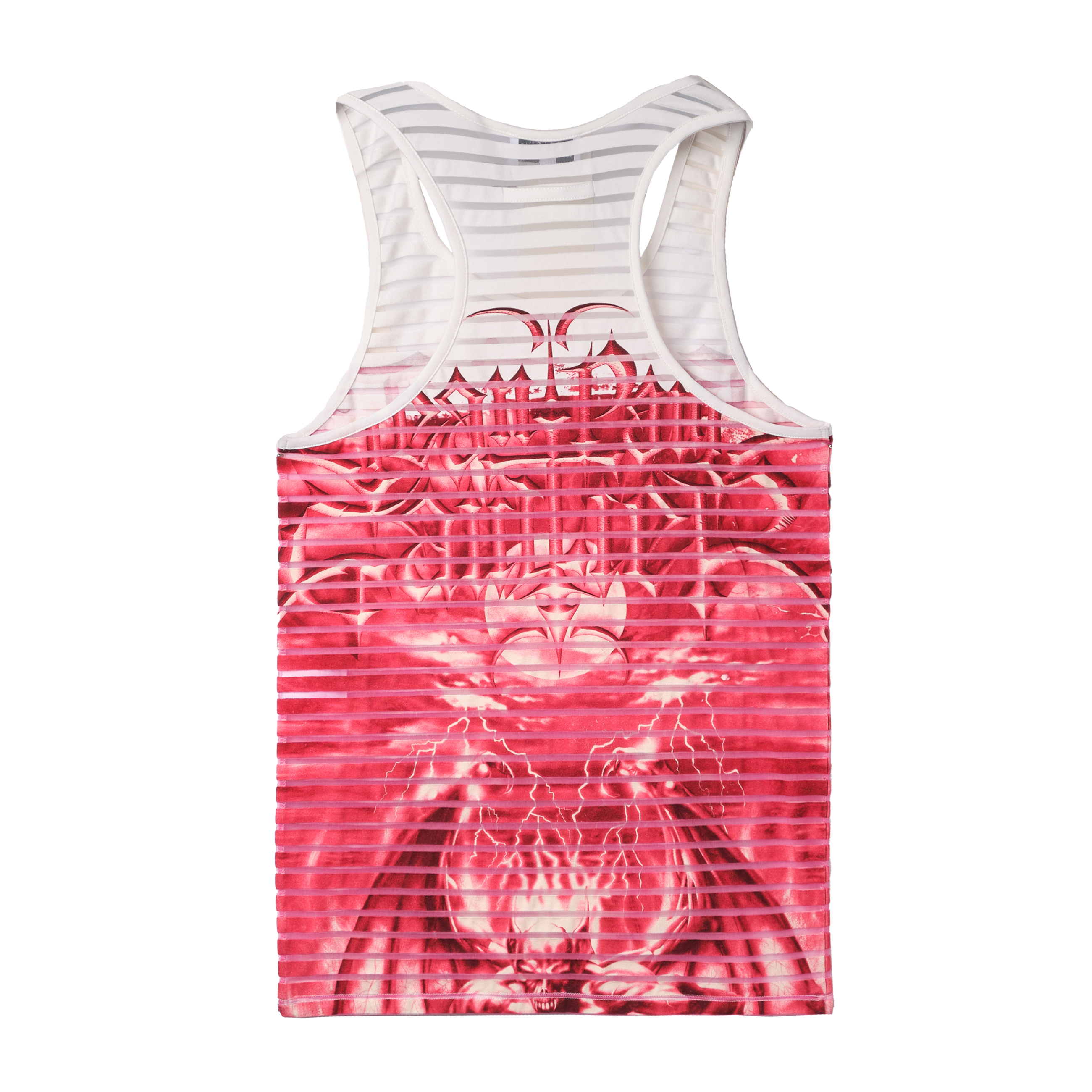 Jean Paul Gaultier Devored Jersey Tank Top Printed "Diablo" White 7744