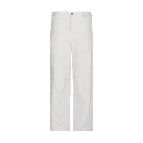MARNI WORKWEAR GABARDINE WIDE LEG TROUSERS WITH ZIP DETAILS OFF WHITE