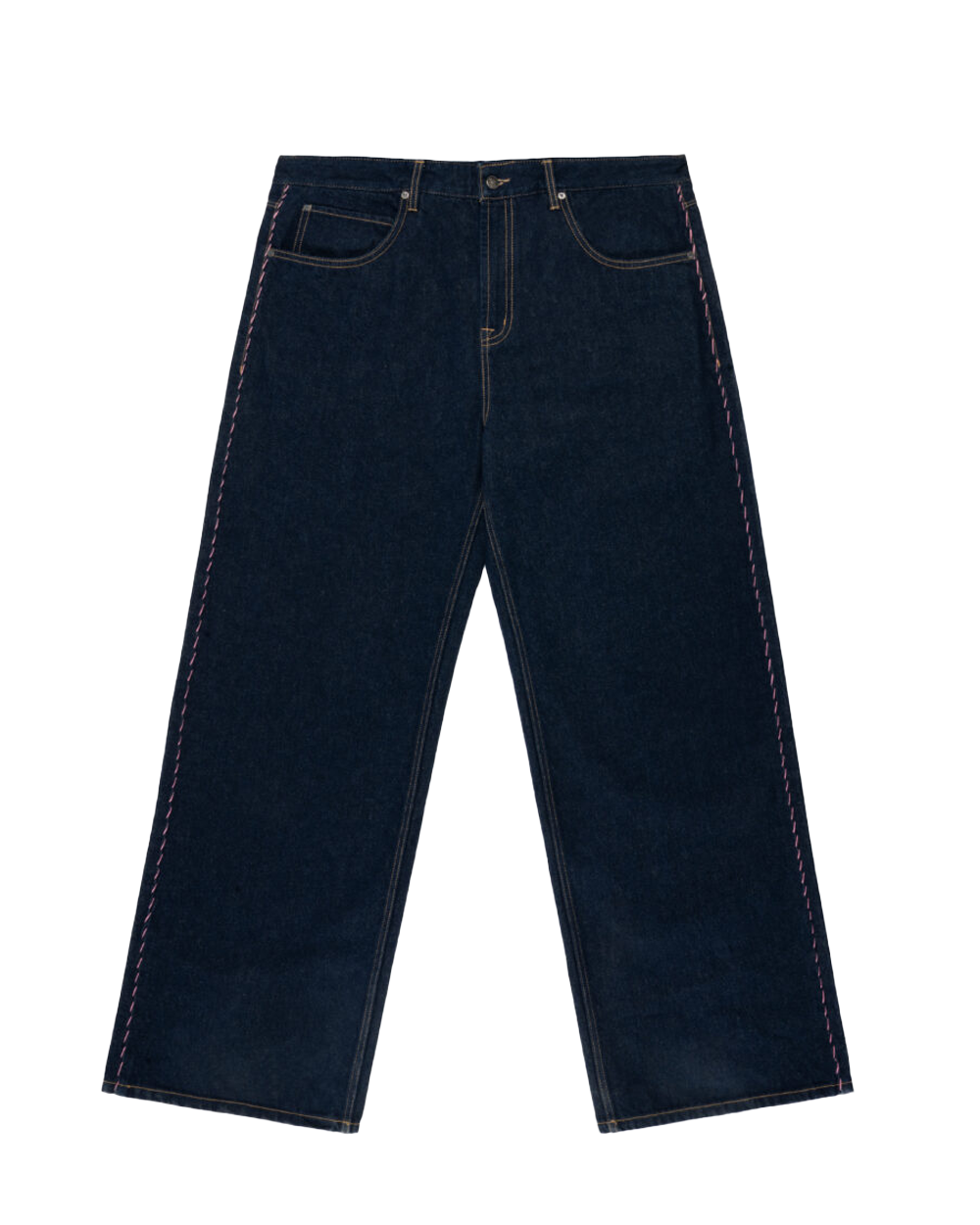 Glass Cypress Dark Blue Oversized Denim With Pink Thread Blue