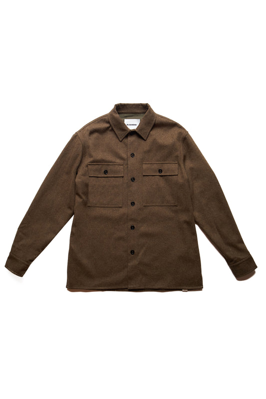 JIL SANDER+ SUSTAINABLE FELTED WOOL FLANNEL SHIRT JACKET Shirts Brown