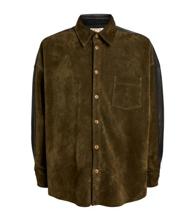MARNI LEATHER AND SUEDE OVERSHIRT