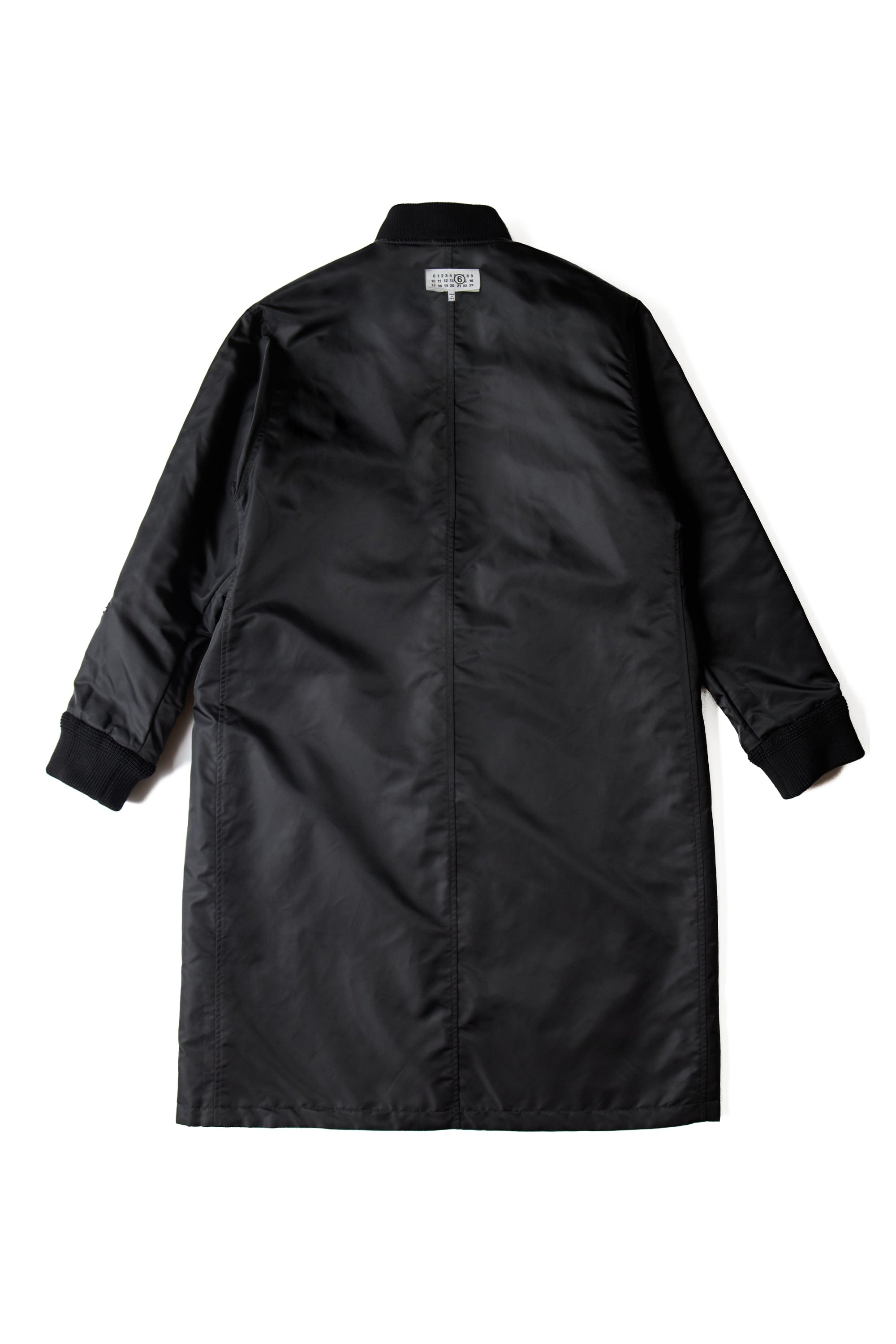 MM6 Maison Margiela Long Nylon Reversible Bomber Coat Black 10816