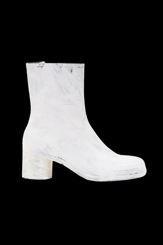 MAISON MARGIELA TABI LEATHER ANKLE BOOTS WHITE