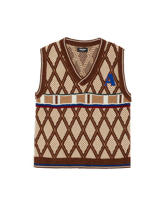 AHLUWALIA KINGPIN KNITTED VEST BROWN