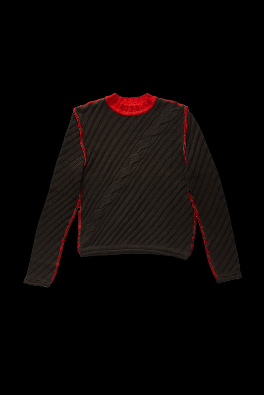 EDWARD CUMING RIBBED CONTRAST SWEATER BROWN